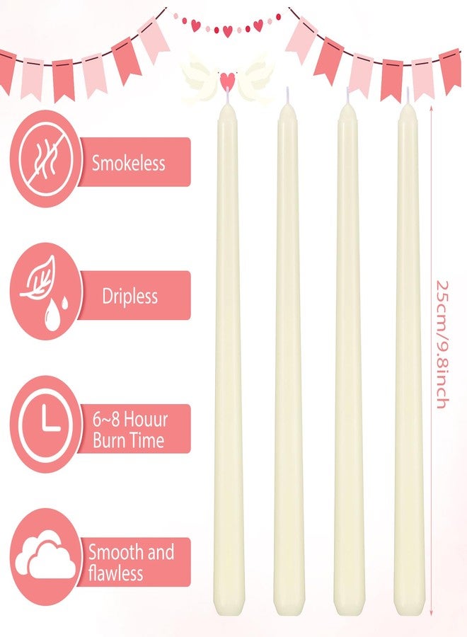 Conelist 4 Pcs Bow Taper Candles Coquette Taper Candles Wedding Candles Decor 10 Inch Smokeless Unscented Candle Cowgirl Gifts for Coquette Bachelorette Bridal Wedding Party(Ivory) - Image 2